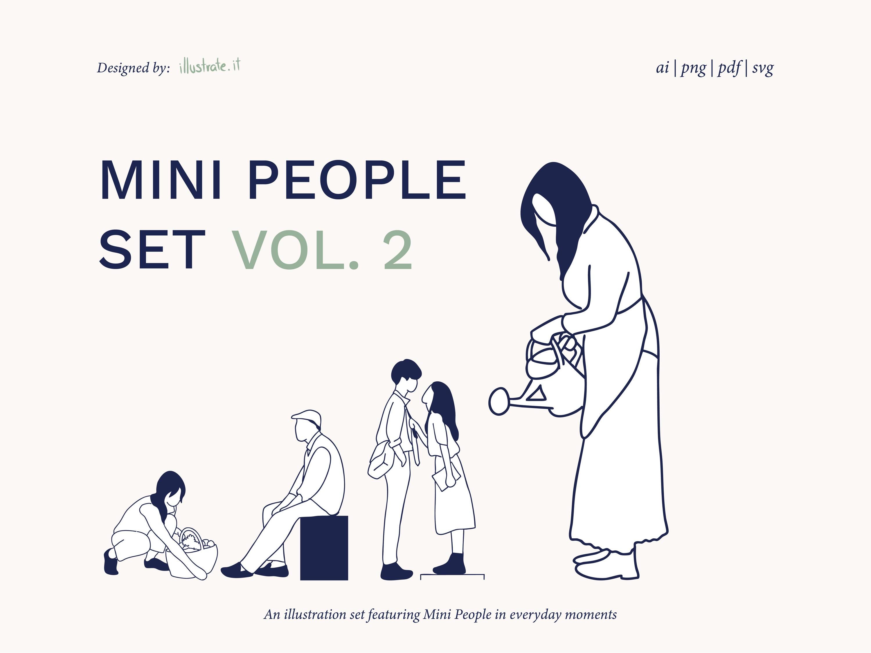 Mini People Vector Set | Flat Silhouettes for Architecture Plans and ...