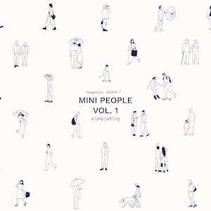 Mini People Vol. 1 – Flat Vector PNG, AI, SVG – Human Scale Cutouts for Architecture & Design