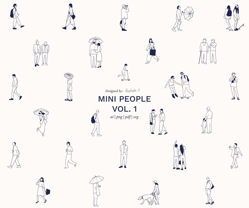 Mini People Vol. 1 – Flat Vector PNG, AI, SVG – Human Scale Cutouts for ...