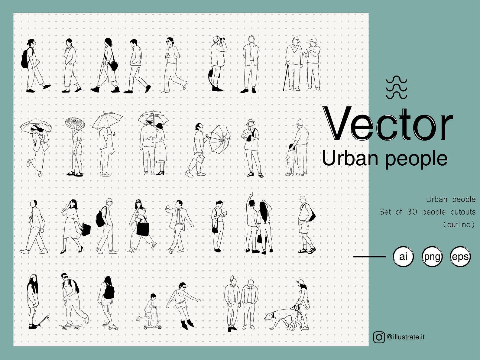 30 Set Flat Vector People Urban People Set Illustration | Etsy