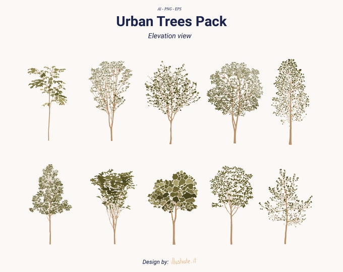 10 Set of Flat Vector Trees Clipart Flat Vector Plant Illustration AI ...