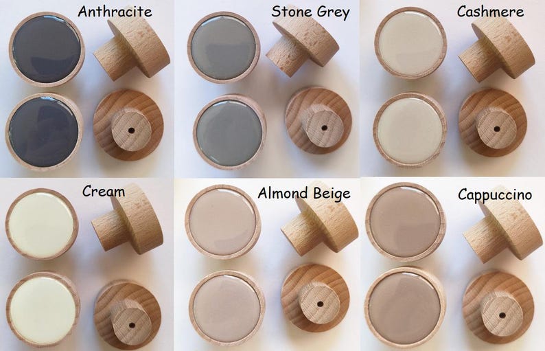 Wooden KNOBS Natural Colour Handle Drawer Cupboard Furniture Cashmere ...