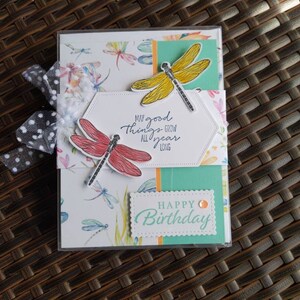 Mixed Pack of Cards, Card Assortment Pack, Gift for Friend, Gift for Mom, Handmade Cards, Stampin Up Dragonfly Garden, Gift Box Set of Cards