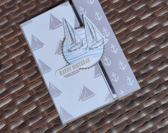 Handmade Birthday Cards, Sailing Home Stampin Up Cards, Sailboat Cards, Cards for Guys, Cards for Men, Cards for Friends, Cards for Boss