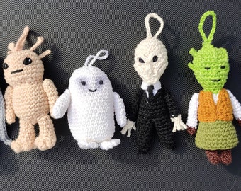 Doctor Who Christmastree ornaments and Christmas tree topper, madame Vastra, Pting, Weeping Angel, cyber man, Adipose