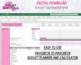Budget Spreadsheet Etsy