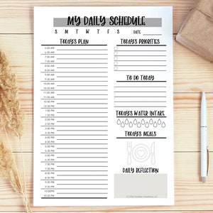 Minimalist Daily Routine Printable Planner. Undated Daily Planner, Half-Hourly Schedule, Work Planner, Letter-size