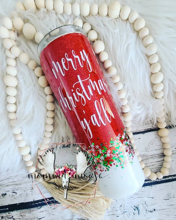 Christmas Personalized Glitter Tumbler