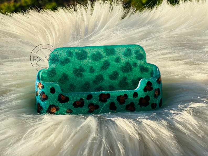 Glitter Business Card Holder Desk Accessories Etsy