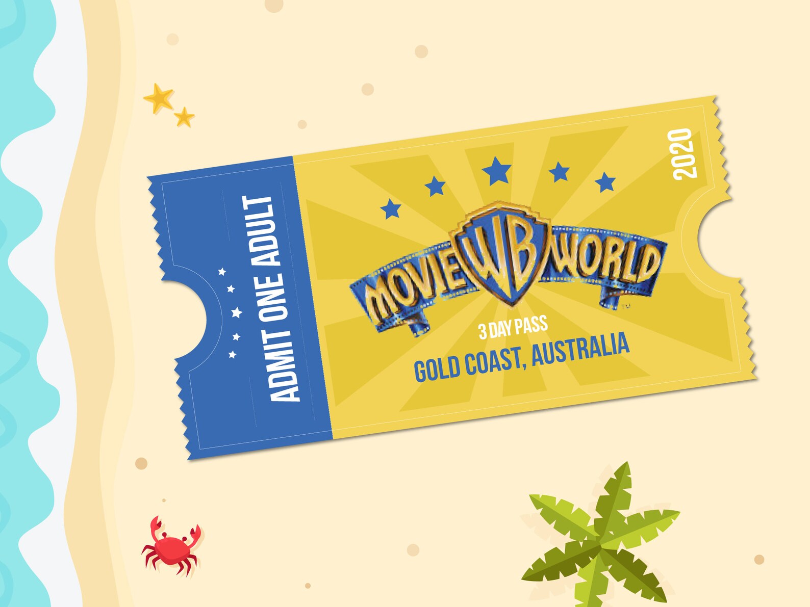 PRINTABLE Theme Park Novelty Gift Tickets Gold Coast Etsy Australia