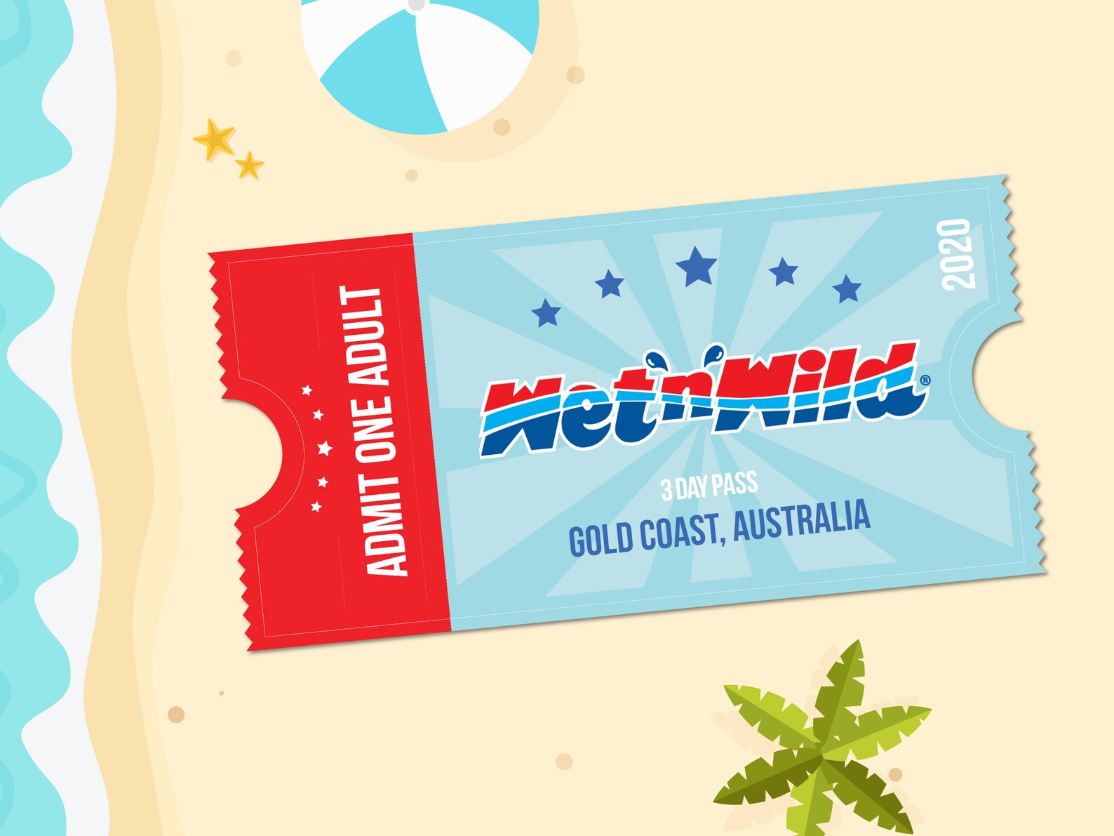 PRINTABLE Theme Park Novelty Gift Tickets Gold Coast Etsy Australia