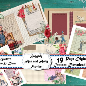 DIGITAL 19 PAGES of Raggedy Ann and Andy Junk journal DIGITAL instant printable