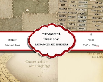 Zestaw pamiątkowy „Czarnoksiężnik z Krainy Oz” – strony do albumu w stylu vintage (do pobrania w wersji cyfrowej)