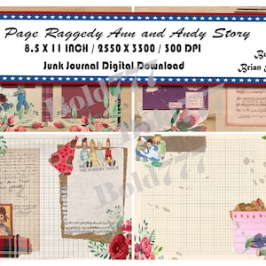 DIGITAL 19 PAGES of Raggedy Ann and Andy Junk journal DIGITAL instant printable