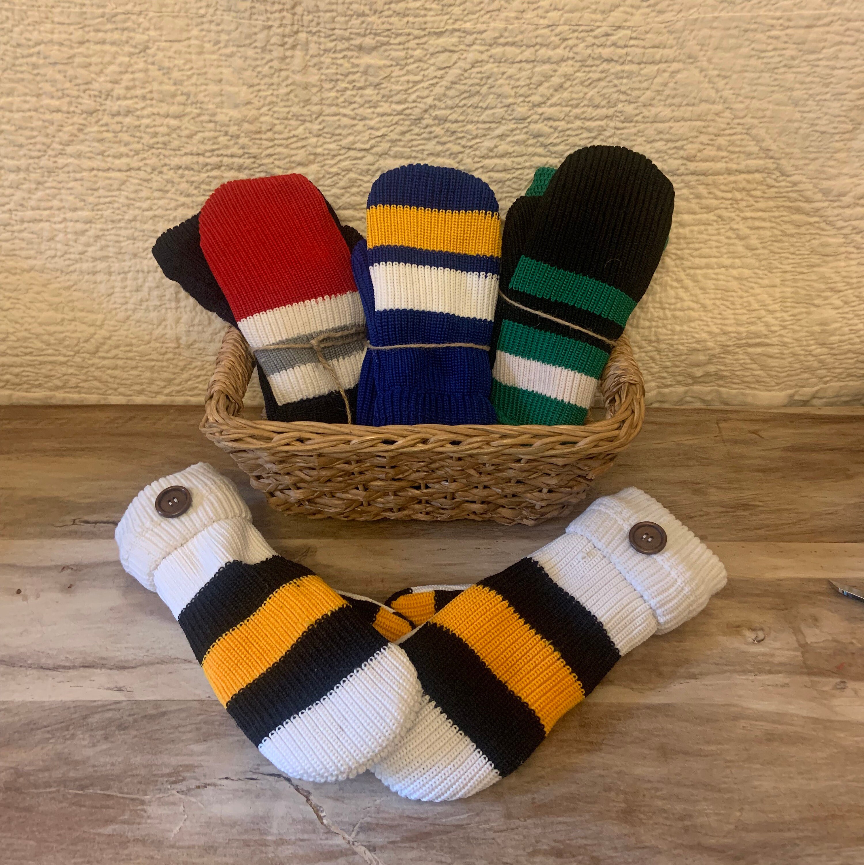 Custom Hockey Sock Fleece Lined Adult Mittens 