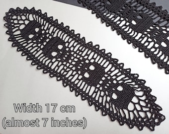 Custom SIZE Black Table Runner with Skulls for Coffee Table Decor on Halloween Party