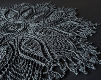 Black Aesthetic Doily for Dark Academia Interior or Coffee Table Decor