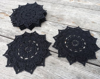 Set Gothic Doily, Crochet Black Doilies like Dark Home Decor