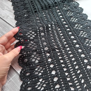 Black Lace Halloween Table Runner - Gothic Style Centerpiece for Haunting Vibes