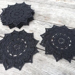 Set Gothic Doily, Crochet Black Doilies like Dark Home Decor