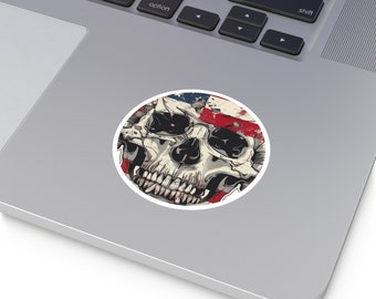 Patriotic Skull Vinyl Sticker: American Flag Decal
