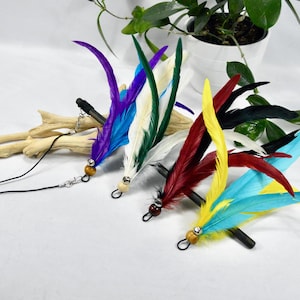 Tail Feathers - Cat Teaser Toy / Cat Toy / Cat Toy With Feathers / Feather Cat Toy / Noisy Cat Toy / Silent Cat Toy / Feather Cat Toys