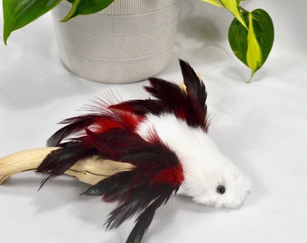 White Cardinal  - Rabbit Fur Teaser Toy