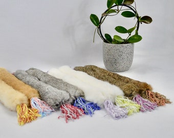 Rabbit Fur Cat Kicker - Catnip Kicker Pillow / Bamboo Tassels / Catnip Kicker / Cat Toy / Catnip Cat Toy / Catnip / Real Rabbit Fur