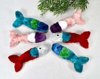 Colour Block Catnip Fish - Minky Kicker Pillow