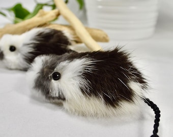 Spotted Mouse Cat Toy - Rabbit Fur Teaser Toy