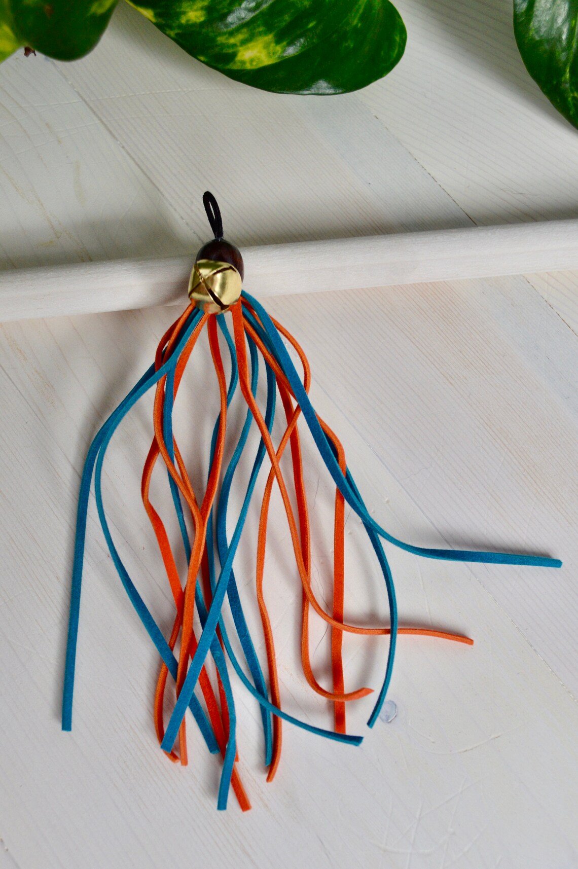 Cat Toy Leather Jingle Cat Toy / Leather Teaser Toy / Cat Etsy