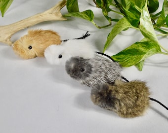 Mouse Cat Toy - Rabbit Fur Teaser Toy