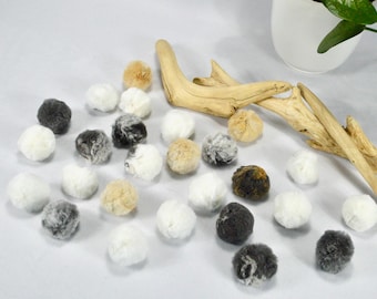 Mini Rabbit Fur Pom Pom Cat Toy - Set of 5