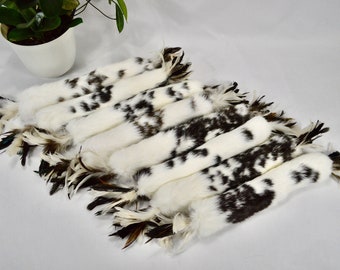 Spotted Rabbit Fur Cat Kicker - Catnip Kicker Pillow / Feathers / Catnip Kicker / Cat Toy / Catnip Cat Toy / Catnip / Real Rabbit Fur