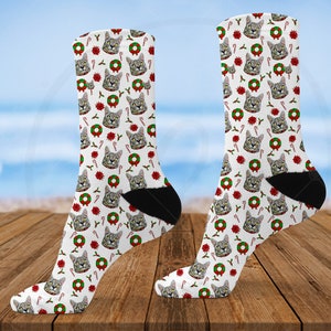 Pet Face Crew Socks | Personalized Cat Face Holiday Socks | Cat Mom | Dog Dad | Crazy Cat Lady | Stocking Stuffer | Christmas Gift | Fur Mom