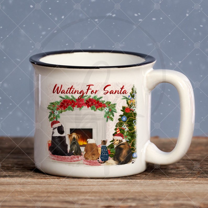 Personalized Christmas Dog Mug Holiday Mugs Waiting on Santa  Etsy