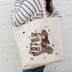 Leinen Einkaufstasche | Es lebe Cowgirls | Vintage Look | Rodeo Junk Bag | Öko Einkaufstasche | Geschenk für Freund | Mama Geburtstagsgeschenk