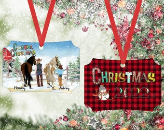 Personalisiertes | Cowgirl Weihnachten | Reiten | Schwestern Geschenk | Land Weihnachten | Scheune Buddy Geschenk | Baumschmuck