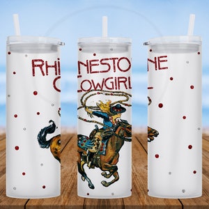 25oz Frosted Glass Skinny Tumbler | Rhinestone Cowgirl | Bucking Bronc | Rodeo Cowgirl | Western Glass Tumbler | Ranch Bar Glass