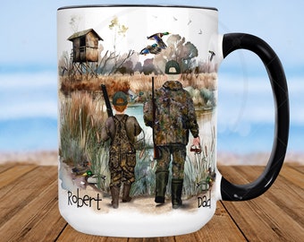 Personalized Family Hunting Drinkware | Duck Hunting | Father & Son Mallard Hunt | Duck Blind | Hunting Buddy Gift | Birthday | Father's Day