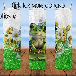 Frog with Sunflowers Skinny Tumbler | Cute Frog Illustrations | Stainless Steel Insulated Tumbler | Best Tadpole Gift | Croaker Lover