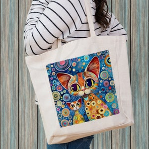 Linen Shopping Bag | Cat Watercolor Art | Spotted Cat