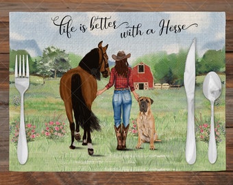 Housewarming Gift Ranch Girl Gift Kitchen Table Decor Best Friend Gift Western Brands Placemats Linen PlaceMat Mom Gift