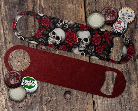 Coaster W/ BOTTLE OPENER - Sugar Skull - SET OF 2 Coaster W/ BOTTLE OPENER - Sugar Skull - SET OF 2
