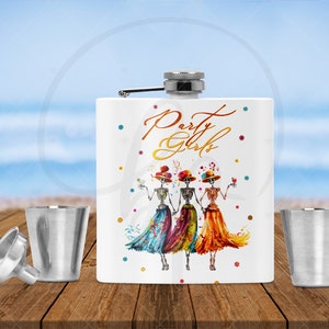 Flasks 8oz | Sugar Skull Party Girls | Dia De Los Muertos | Skeleton Best Friends | Halloween Decor | Cocktail Party | Best Friend Gift