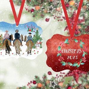 Personalized Christmas Ornament | Family Horse Riding | Christmas Joy | Brother & Sister | Barn Friend Gift | Holiday Keepsake | Horse Lover