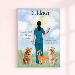 Personalized Veterinarian Print | Vet Grad Portrait | Vet Thank You Gift | Vet Appreciation Veterinary Nurse Gift | Vet Tech | Doctor Print