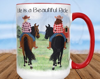 Personalized Horse Riding Drinkware | Family Horse Lovers | Riding Partners | Brother's & Sister's | Cowgirls Cowboys | Barn Friend Gift