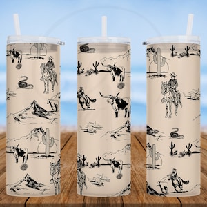 Copo magro de vidro fosco de 25 onças | Deserto ocidental do vaqueiro do vintage do vaqueiro | Rodeio Cowboy | Vidro de bar Western Home |Presente para mamãe |Presente de amigo