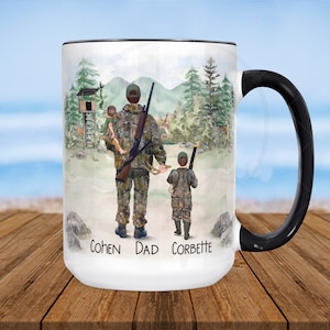 Personalized Family Deer Hunting Drinkware | Deer Rifle | Bow Hunting In Camo | Hunting Blind | Deer Tracks| Father&#39;s Day | Brother Birthday